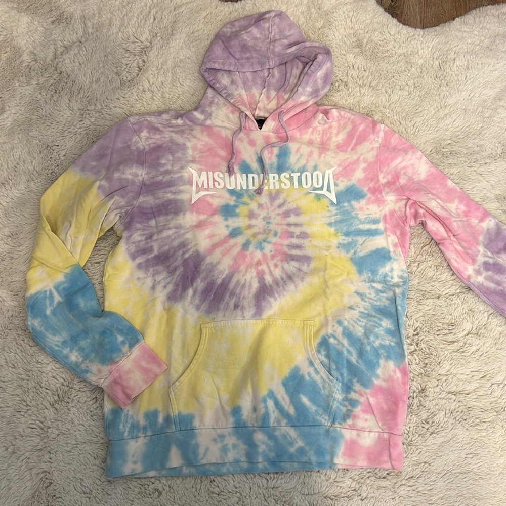 Entree Misunderstood Tie Dye Graphic Hoodie Sweatshirt